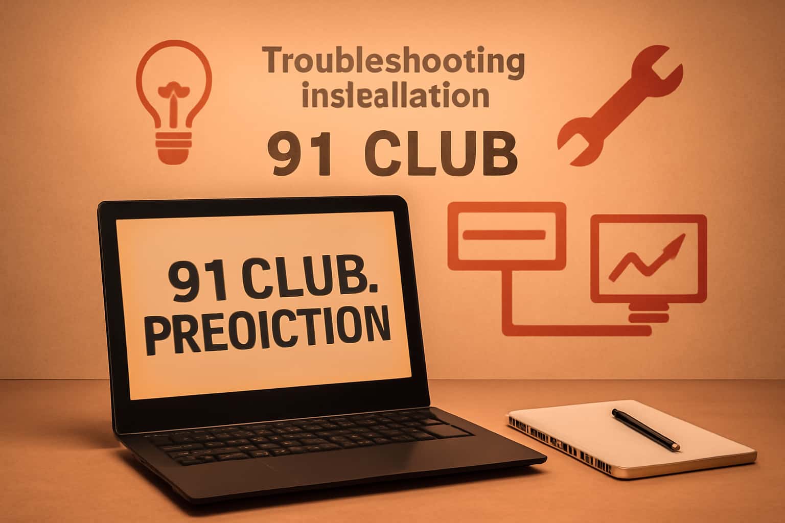 Informational scene focused on the troubleshooting process for 91 Club Prediction installation.